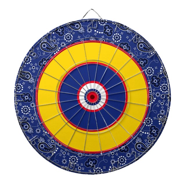 Bandana Blue Red Yellow Fun Game Nite Dartboard (Front)