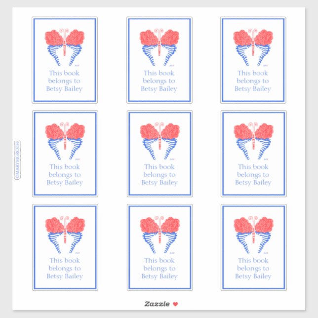 Bandana Butterfly Bookplate Sticker (Sheet)