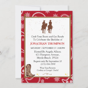 Bandana Cowboy Birthday Invitations