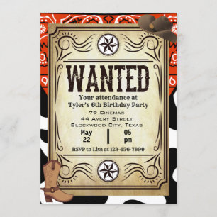 Bandana Cowboy Birthday Party Invitation