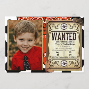 Bandana Cowboy Birthday Photo Invitation