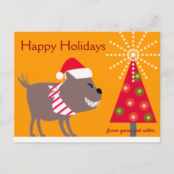Bandana Dog & Christmas Tree-orange Holiday Postcard by PetProDesigns at Zazzle