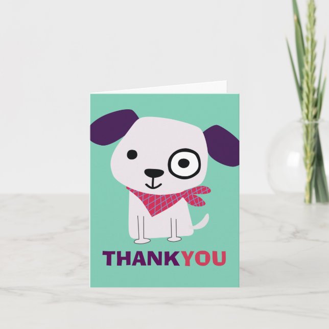 Bandana Doggy, Thank You Card, green (Front)