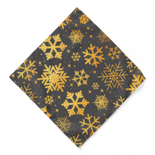 Bandana Gold Snowflake Charcoal Holiday Christmas