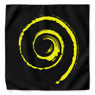 Bandana in black with big yellow twirl