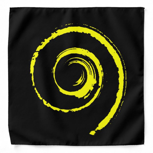 Bandana in black with big yellow twirl (Front)