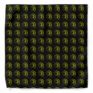 Bandana in black with tiled yellow twirls