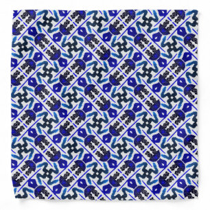 Bandana Jimette Design blue and black on white.