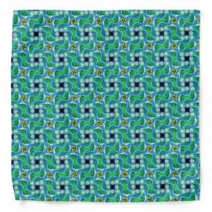 Bandana Jimette Design blue green white yellow