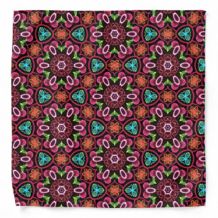 Bandana Jimette Design multicolor flowers on black