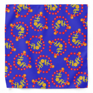 Bandana Jimette Design red orange yellow blue.
