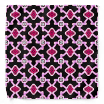 Bandana Jimette pink and white on black Design.