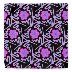 Bandana Jimette Pink Design and blue on black