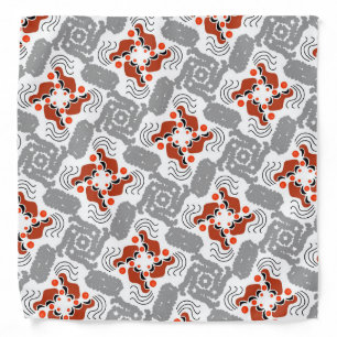 Bandana Jimette Red gray design on white.