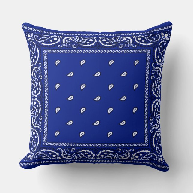 Bandana L.A. Blue Throw Pillow (Front)