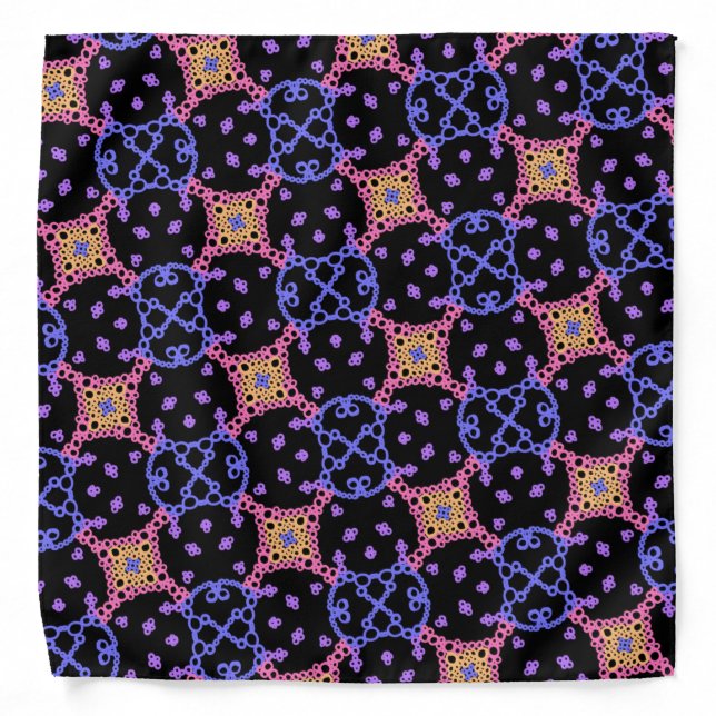 Bandana mauve Jimette pink orange Design on black (Front)