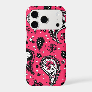 Bandana Paisley iPhone Case   Y2K Pink Black