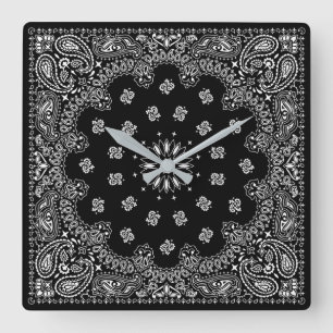 bandana paisley square clock