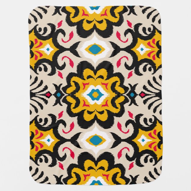 Bandana Paisley: Vintage Silk Scarf Print Baby Blanket (Front)