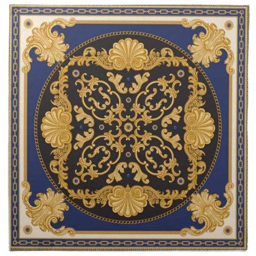 Bandana Print Black Blue Gold Cloth Napkin