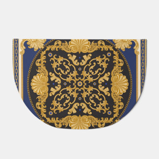 Bandana Print: Black Blue Gold. Doormat