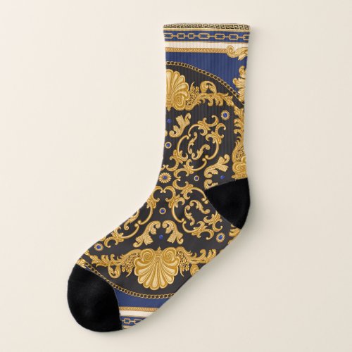 Bandana Print Black Blue Gold Socks