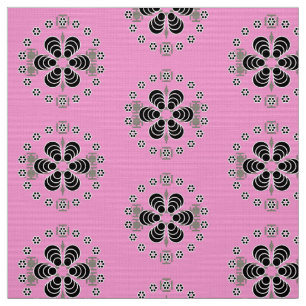 Bandana Print - pink, black and grey Fabric