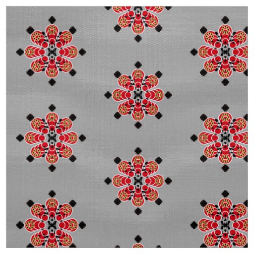 Bandana Print - red, gray and black Fabric