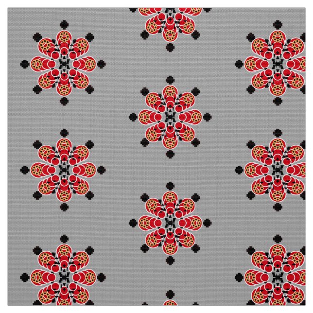 Bandana Print - red, gray and black Fabric (Swatch)