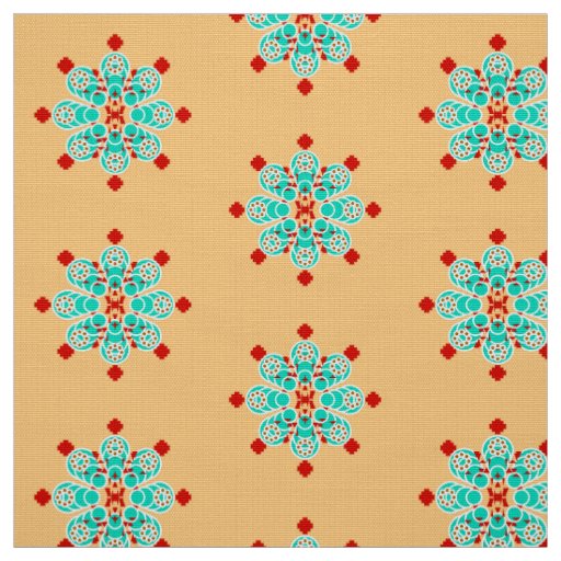 Bandana Print - turquoise and peach Fabric
