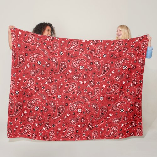 Bandana Red Paisley  Fleece Blanket