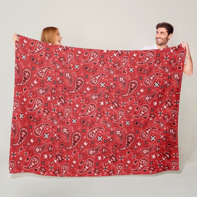 Bandana Red Paisley  Fleece Blanket (In Situ)
