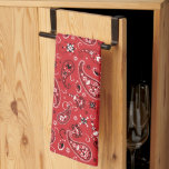 Bandana Red Paisley Kitchen Towel<br><div class="desc">Retro red bandana paisley pattern.</div>
