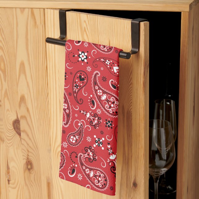 Bandana Red Paisley  Kitchen Towel (Thirds Fold)