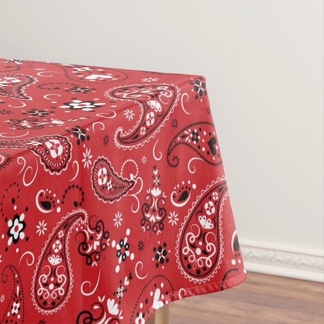 Bandana Red Paisley Tablecloth (In Situ)