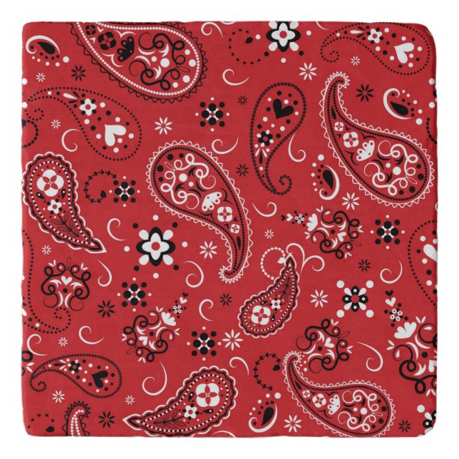 Bandana Red Paisley Trivet (Front)