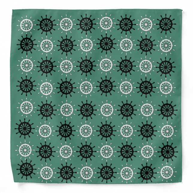 Bandana - Ship Helms in Black and White (Front)