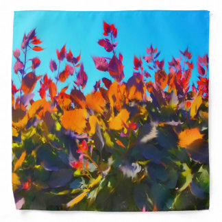 Bandana with Fall leaves and blue sky