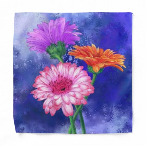  Bandana with Three Color Gerberas