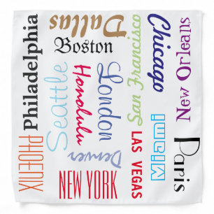 Bandanna Custom City Travel Destinations or Names