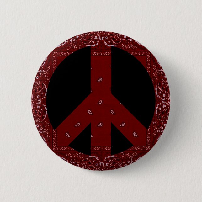 Bandanna Peace Sign Pinback Button (Front)
