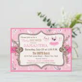 Bandanna Print Cowgirl Baby Shower Invitation (Standing Front)