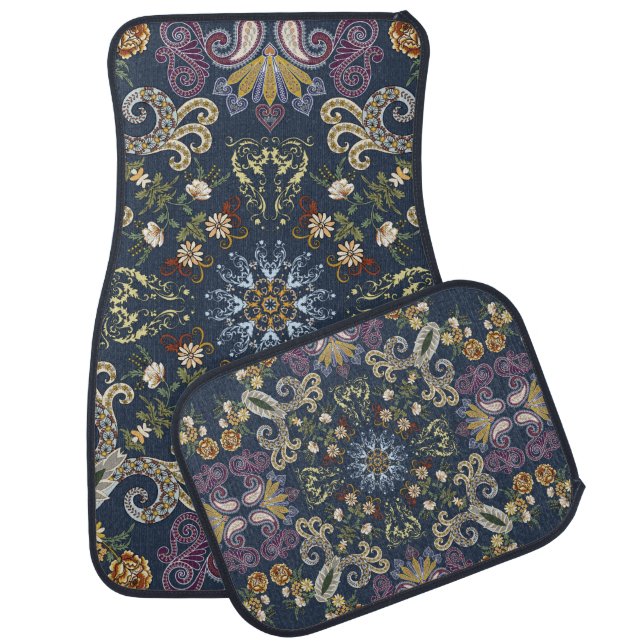 Bandanna with colorful paisley seamless pattern car floor mat (Set)