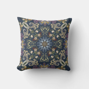 Bandanna with colorful paisley seamless pattern throw pillow