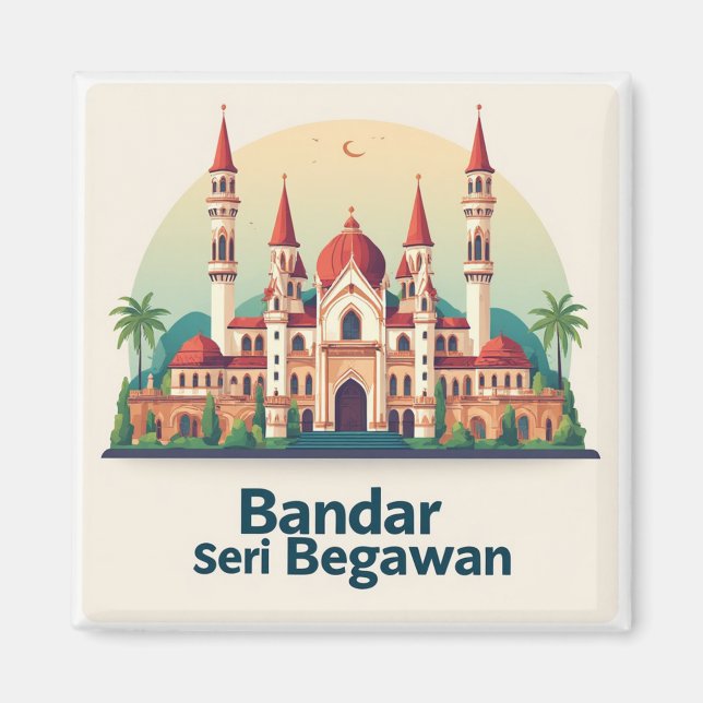 Bandar Seri Begawan With Red Domes Magnet (Front)