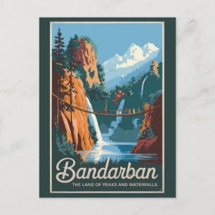 Bandarban Bangladesh Travel Art Vintage Postcard