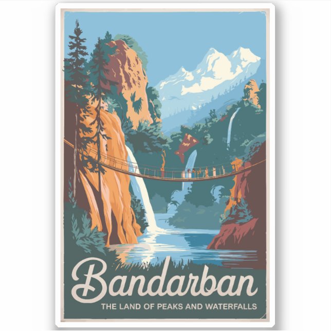Bandarban Bangladesh Travel Art Vintage Sticker (Front)