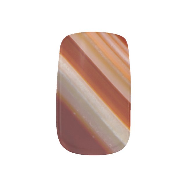 Banded Agate Photo with Browns and White Minx Nail Wraps (Left Thumb)