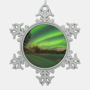 Banded Aurora Snowflake Pewter Christmas Ornament