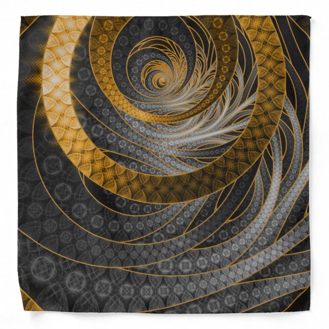 Banded Dragon Scales of Black, Gold, and Yellow Bandana (Front)